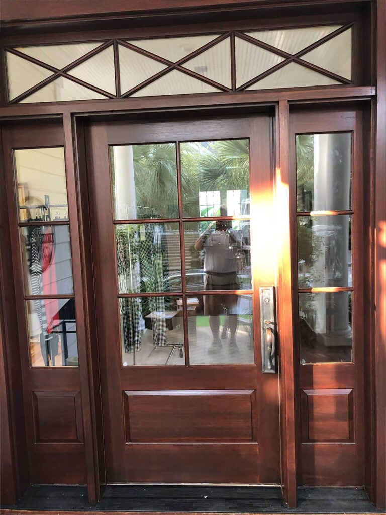 refinishing of a mahogany entry way on Daniel Island, SC