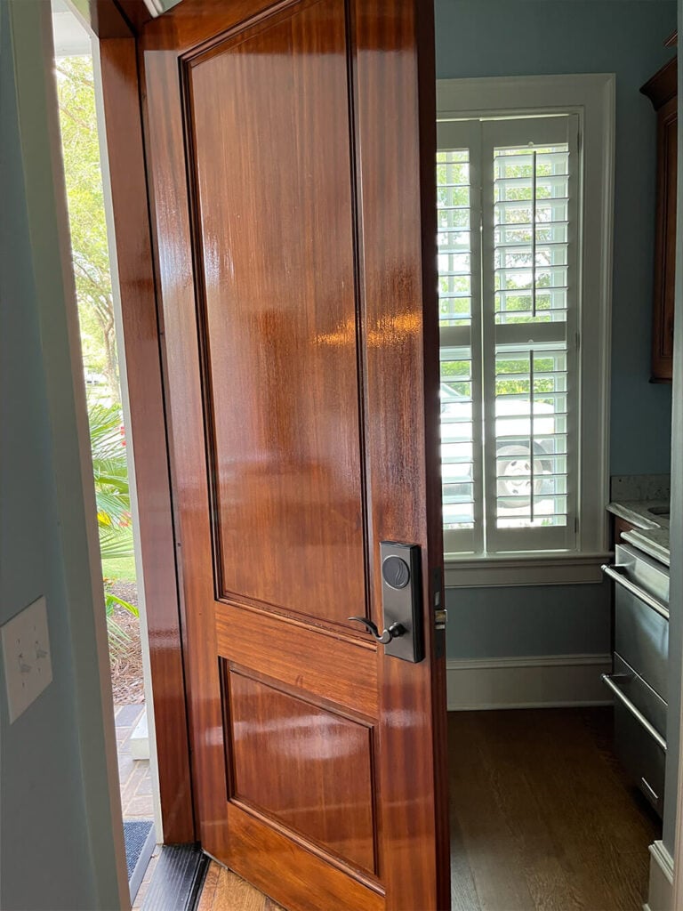 refinishing of a mahogany entry way on Daniel Island, SC