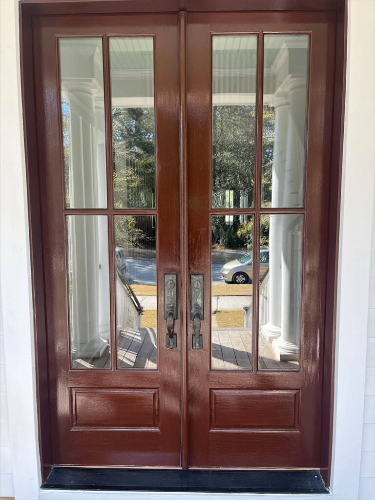 refinishing of a mahogany entry way on Daniel Island, SC