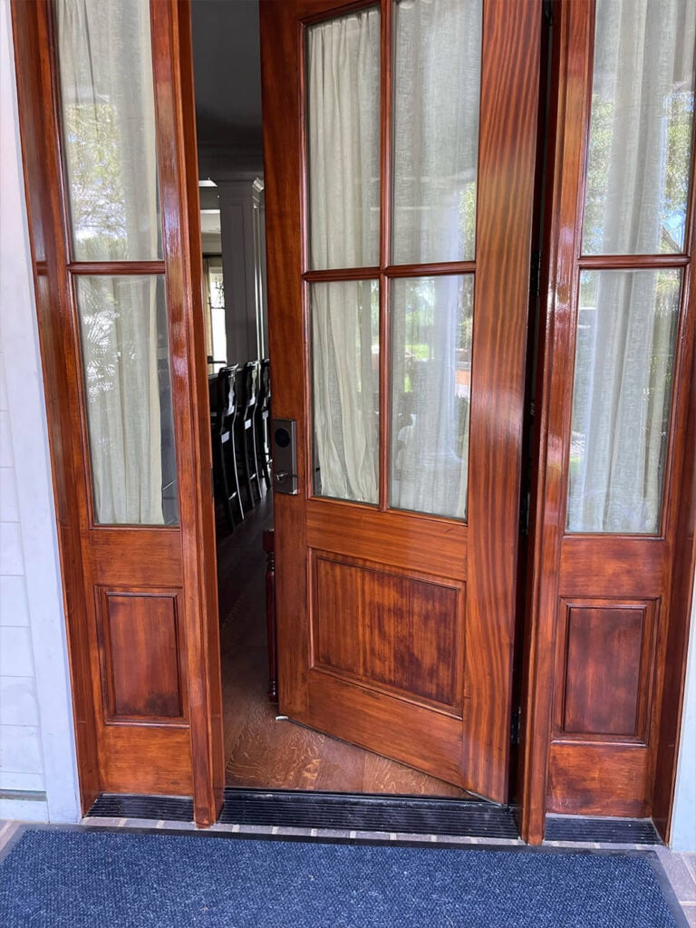 refinishing of a mahogany entry way on Daniel Island, SC
